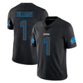Punc D.Lions #1 Jameson Williams Player Black Impact Limited Home Game Stitched Jerseys
