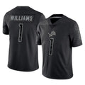 Punc D.Lions #1 Jameson Williams Player Black Reflective Limited Home Game Stitched Jerseys