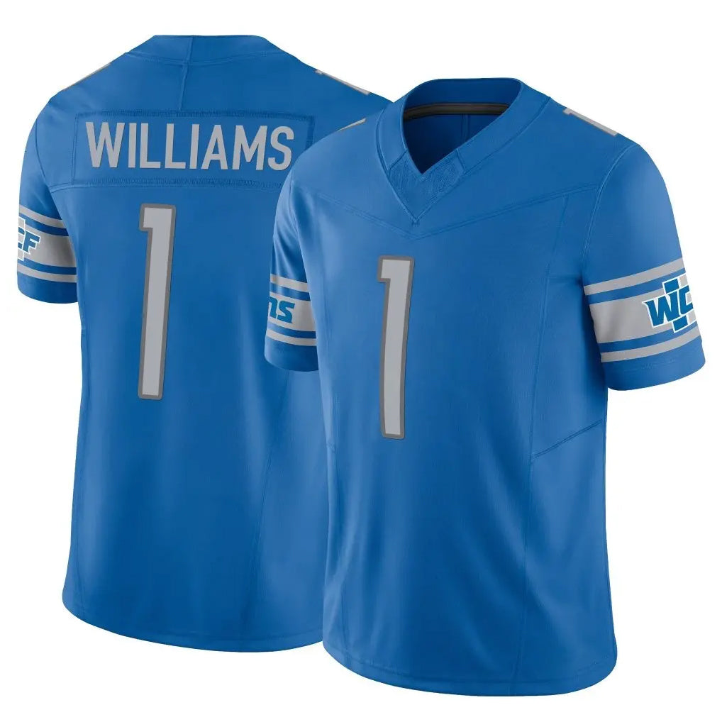 Punc D.Lions #1 Jameson Williams Player Blue Vapor F.U.S.E. Limited Home Game Stitched Jerseys