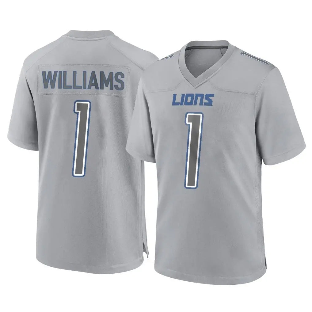 Punc D.Lions #1 Jameson Williams Player Gray Atmosphere Fashion Home Game Stitched Jerseys