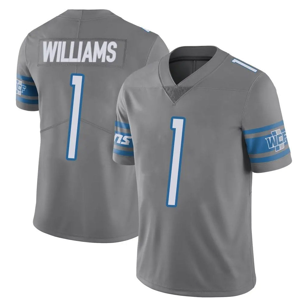Punc D.Lions #1 Jameson Williams Player Gray Vapor Untouchable Limited Home Game Stitched Jerseys