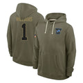 Punc D.Lions #1 Jameson Williams Player Olive Salute to Service Pullover Hoodies Limited Stitched Jerseys