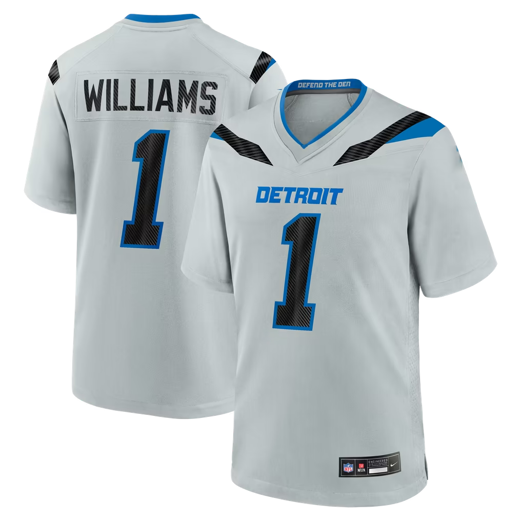 Punc D.Lions #1 Jameson Williams Silver 2026 Rivalries Collection Game Stitched Jerseys