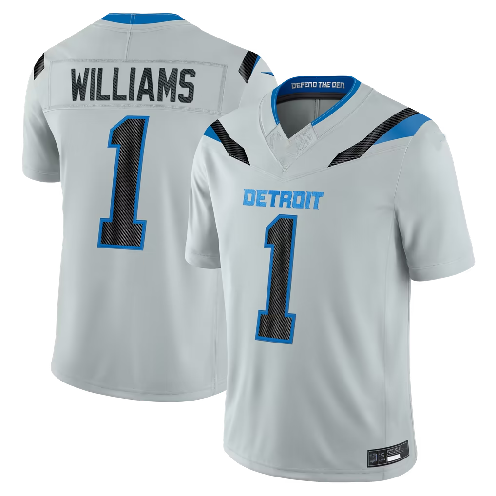 Punc D.Lions #1 Jameson Williams Silver 2026 Rivalries Collection Limited Stitched Jerseys
