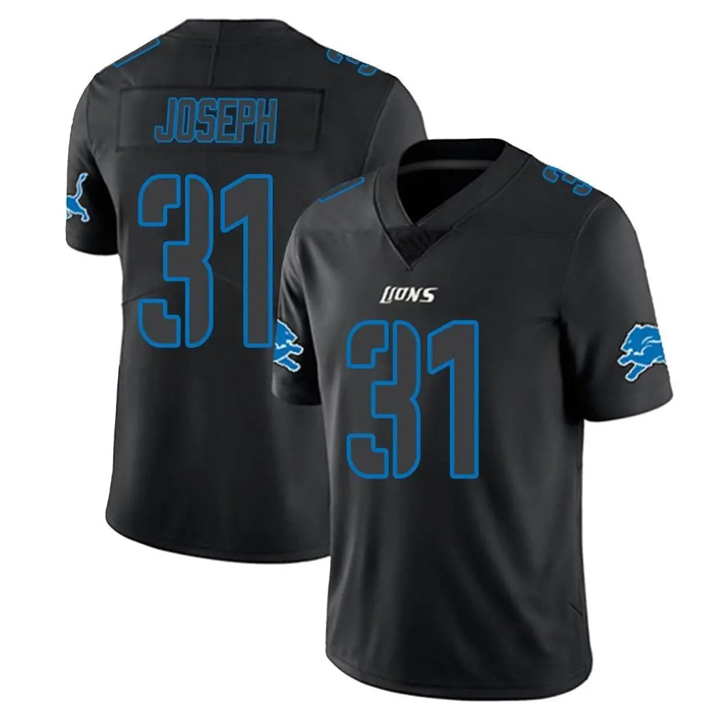 Punc D.Lions #31 Kerby Joseph Player Black Impact Limited Home Game Stitched Jerseys