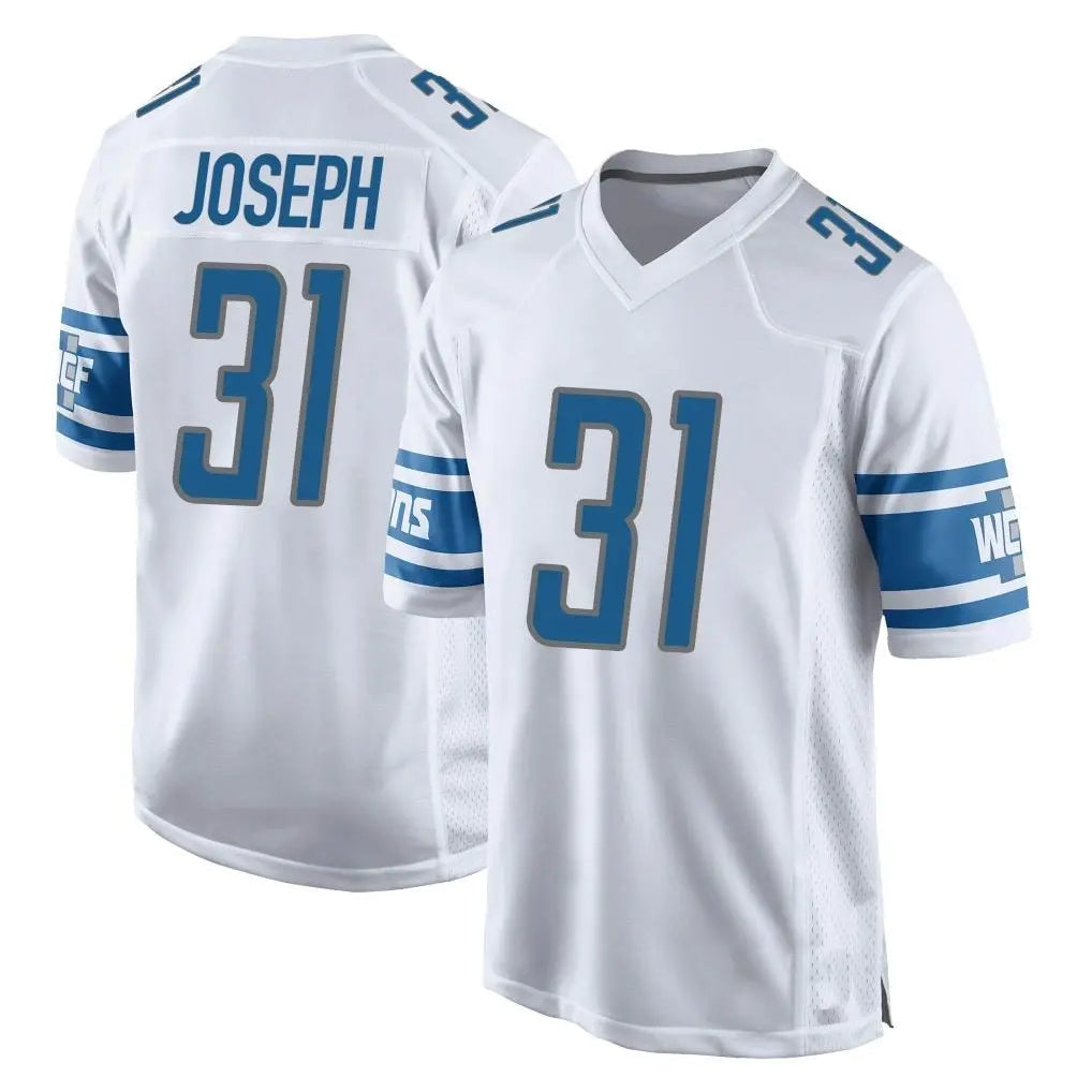 Punc D.Lions #31 Kerby Joseph Player White Home Game Stitched Jerseys