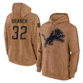 Punc D.Lions #32 Brian Branch Player Brown Salute to Service Hoodies Limited Game Stitched Jerseys