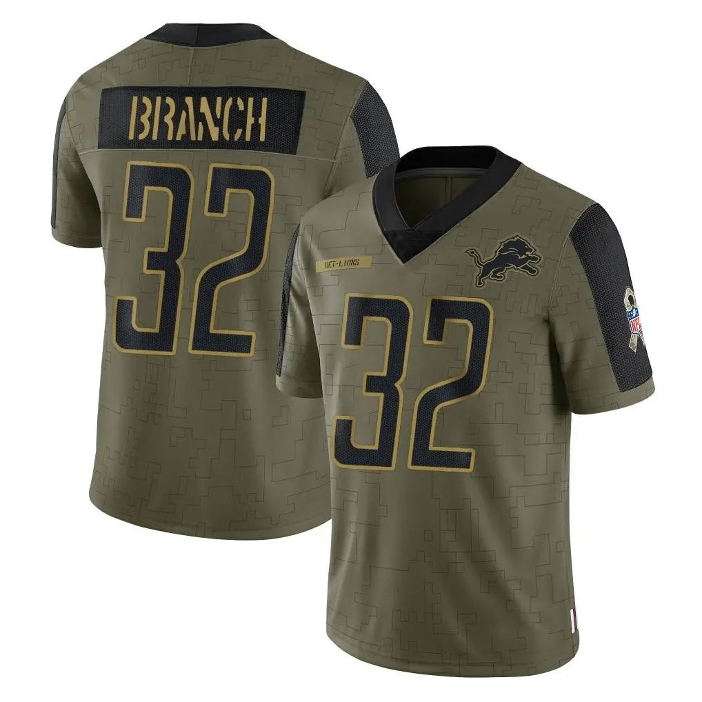 Punc D.Lions #32 Brian Branch Player Olive Salute To Service Limited Game Stitched Jerseys