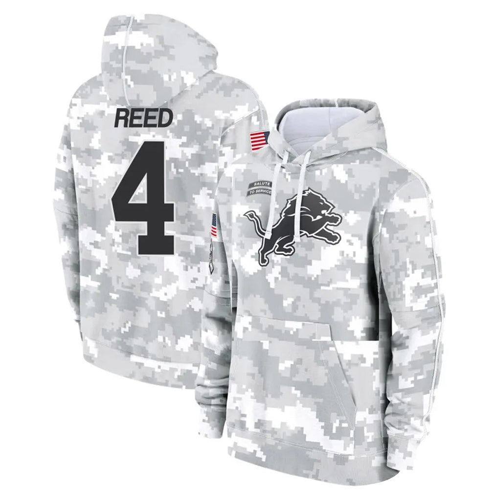 Punc D.Lions #4 D.J. Reed Player Arctic Camo Salute to Service Hoodies Limited Game Stitched Jerseys
