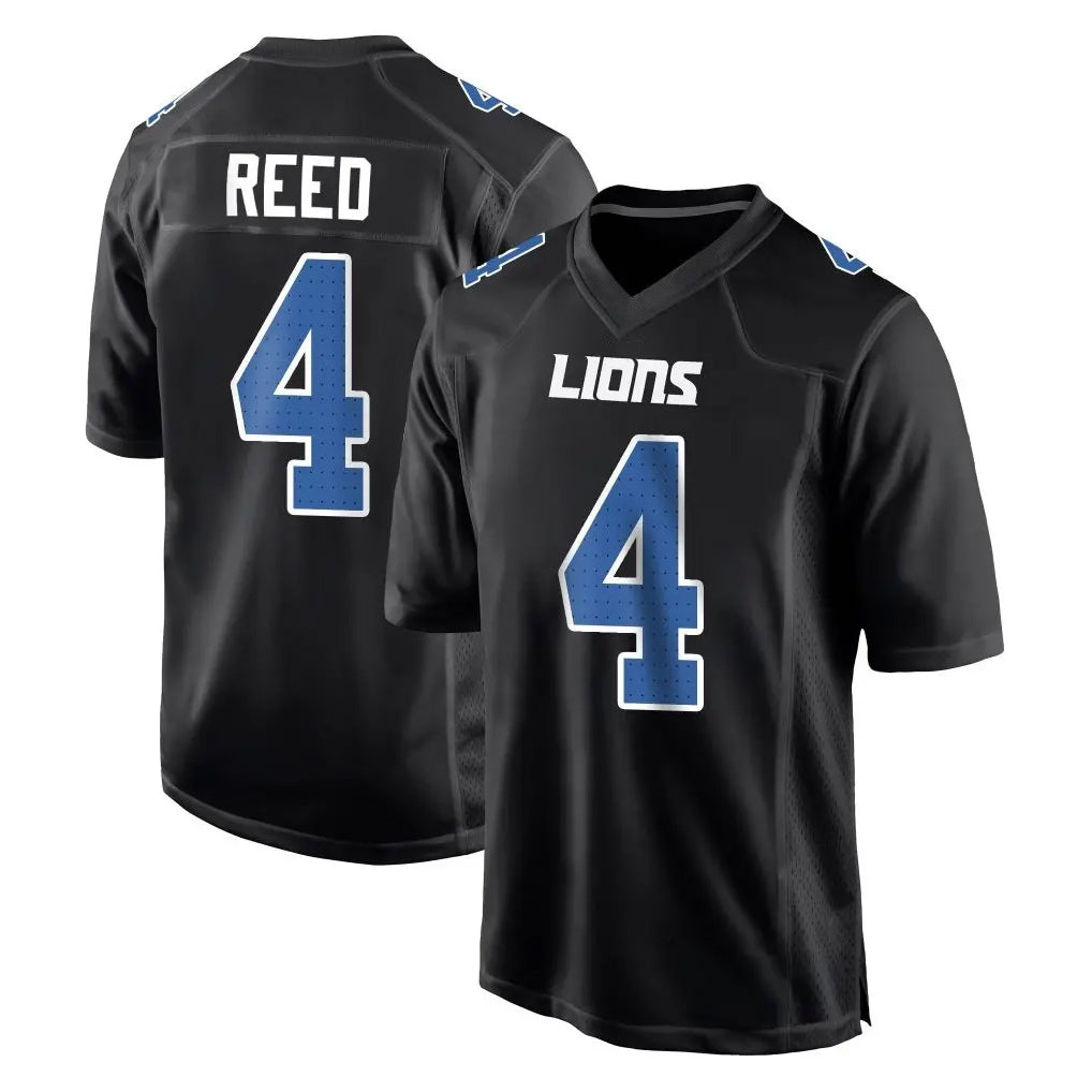 Punc D.Lions #4 D.J. Reed Player Black Fashion Home Game Stitched Jerseys