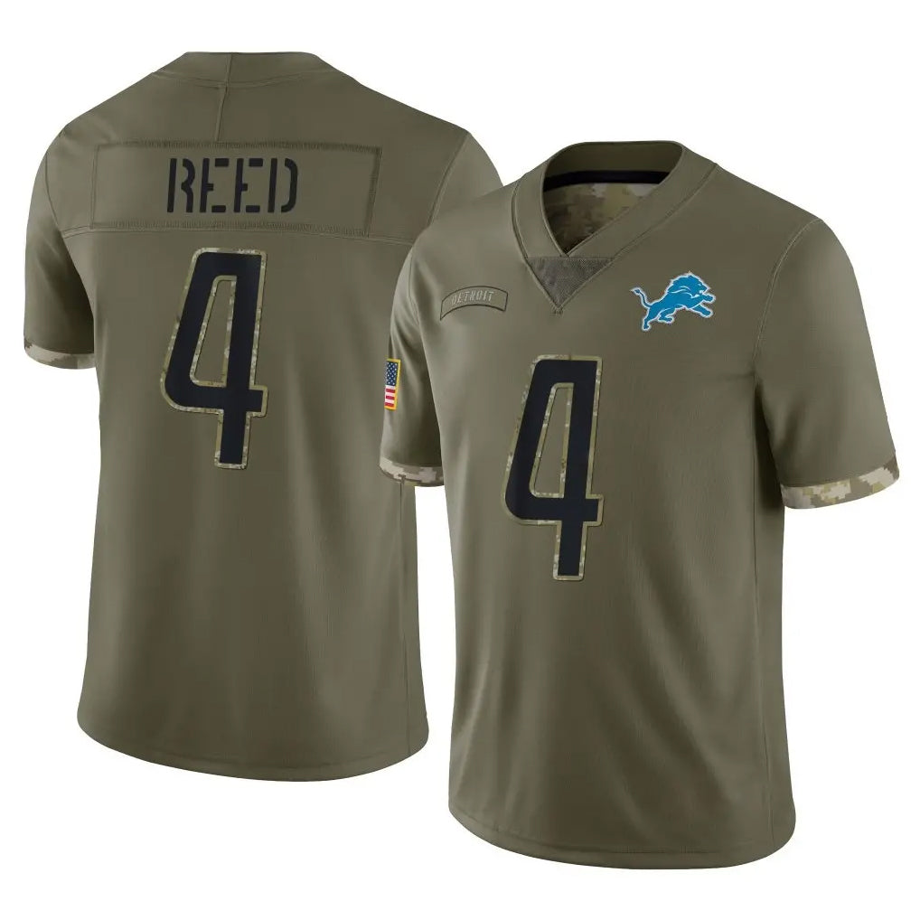 Punc D.Lions #4 D.J. Reed Player Olive Salute To Service Limited Stitched Jerseys