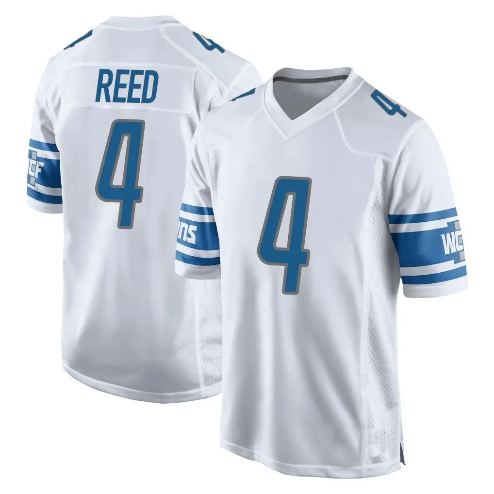 Punc D.Lions #4 D.J. Reed Player White Home Game Stitched Jerseys