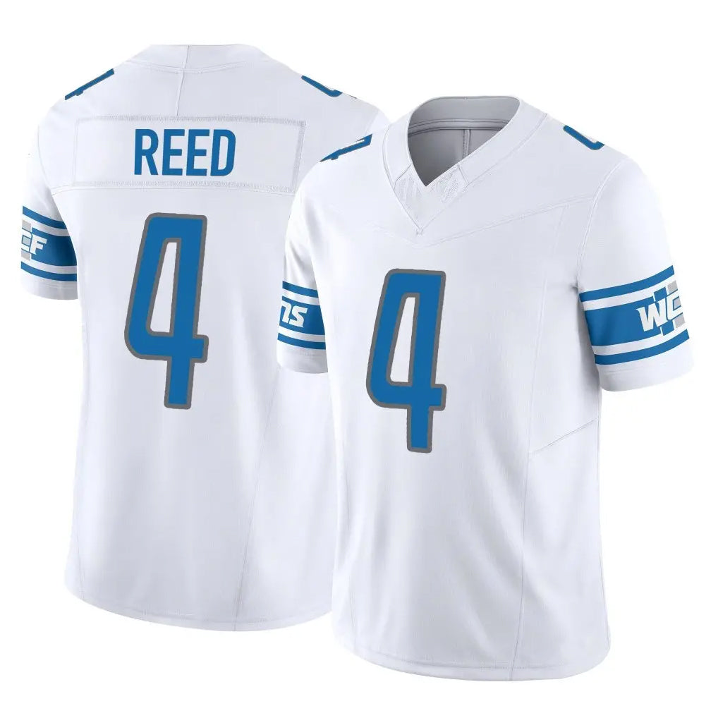 Punc D.Lions #4 D.J. Reed Player White Vapor F.U.S.E. Limited Home Game Stitched Jerseys