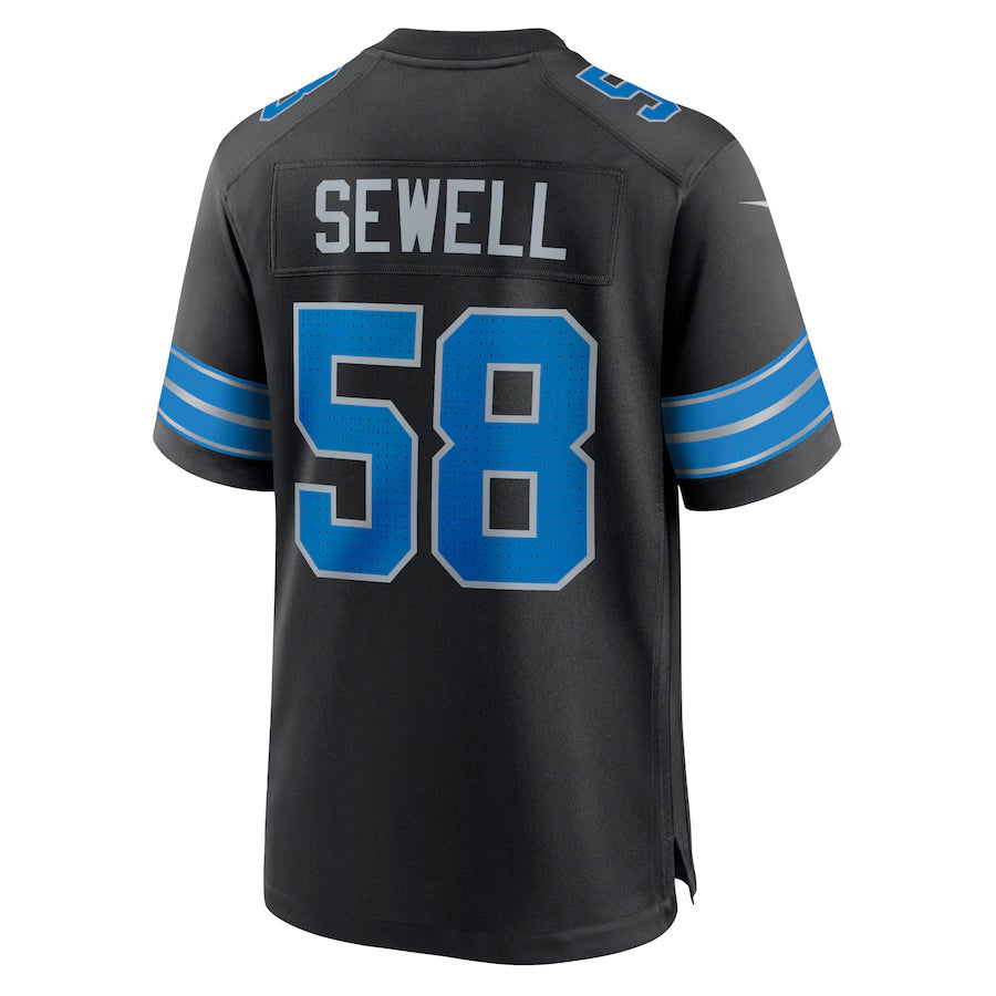 Punc D.Lions #58 Penei Sewell Player Black Home Game Stitched Jerseys