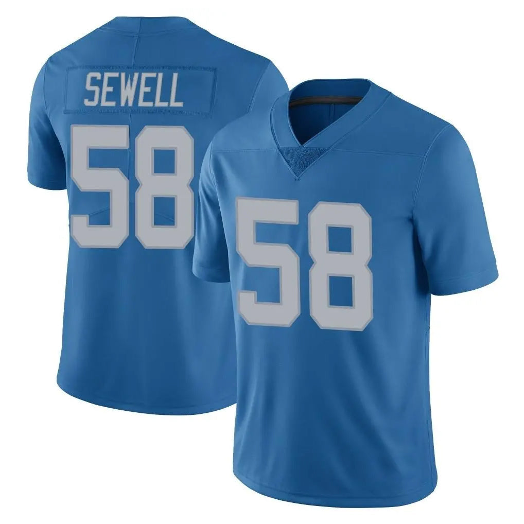 Punc D.Lions #58 Penei Sewell Player Blue Limited Throwback Vapor Untouchable Stitched Jerseys