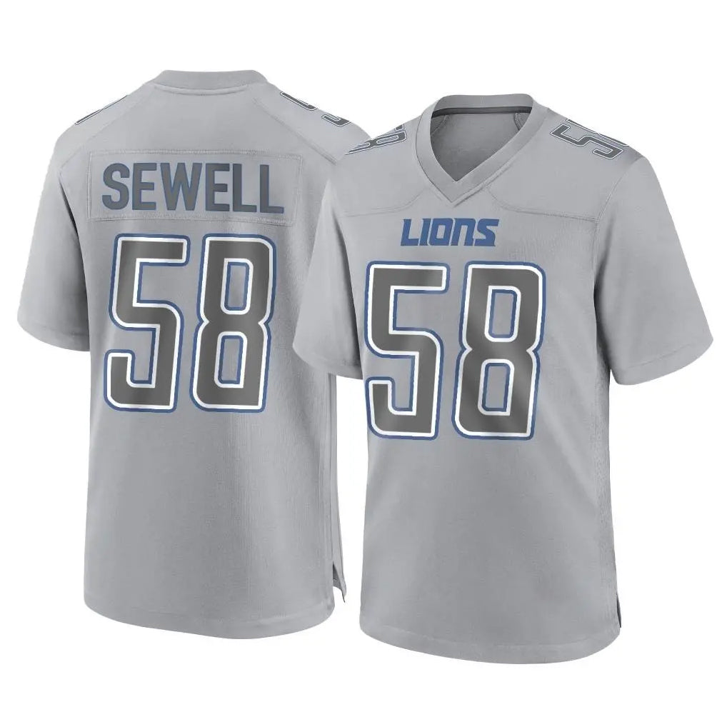 Punc D.Lions #58 Penei Sewell Player Gray Atmosphere Fashion Home Game Stitched Jerseys