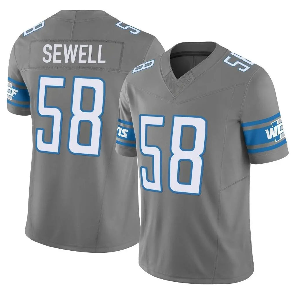 Punc D.Lions #58 Penei Sewell Player Gray Vapor F.U.S.E. Limited Home Game Stitched Jerseys