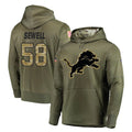 Punc D.Lions #58 Penei Sewell Player Olive Salute to Service Pullover Hoodies Home Game Stitched Jerseys