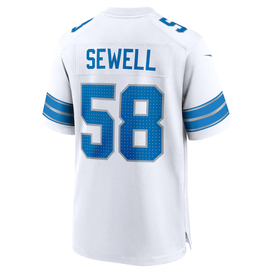 Punc D.Lions #58 Penei Sewell Player White Home Game Stitched Jerseys