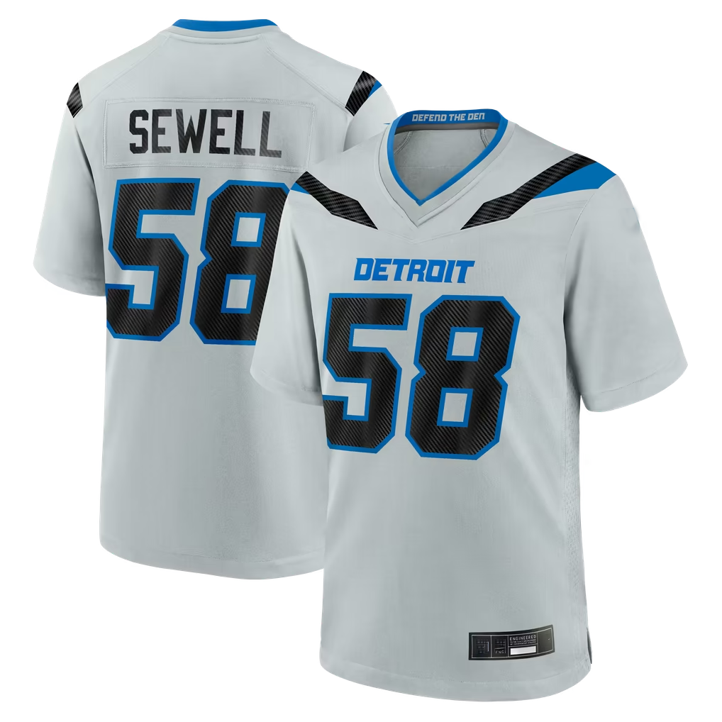 Punc D.Lions #58 Penei Sewell Silver 2026 Rivalries Collection Game Stitched Jerseys