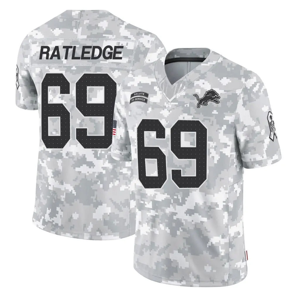 Punc D.Lions #69 Tate Ratledge Player Arctic Camo Salute To Service Limited Stitched Jerseys