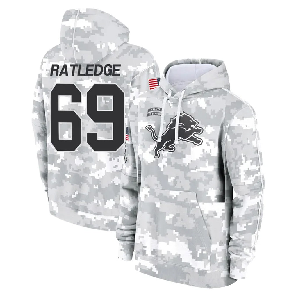 Punc D.Lions #69 Tate Ratledge Player Arctic Camo Salute to Service Hoodies Limited Game Stitched Jerseys