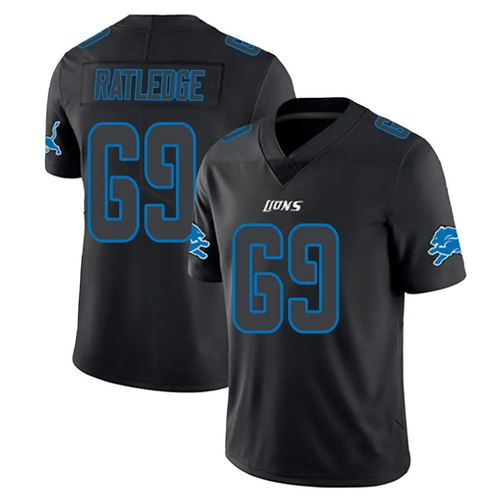 Punc D.Lions #69 Tate Ratledge Player Black Impact Limited Home Game Stitched Jerseys