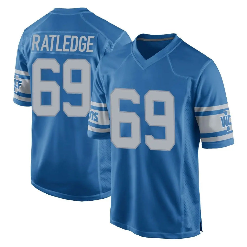 Punc D.Lions #69 Tate Ratledge Player Blue Vapor Untouchable Throwback Game Stitched Jerseys