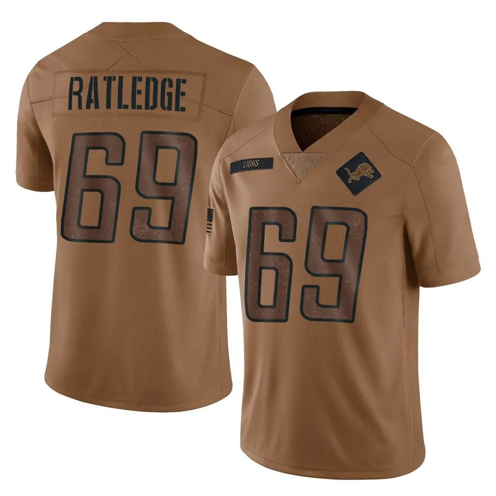 Punc D.Lions #69 Tate Ratledge Player Brown Salute To Service Limited Stitched Jerseys
