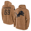 Punc D.Lions #69 Tate Ratledge Player Brown Salute to Service Hoodies Limited Game Stitched Jerseys