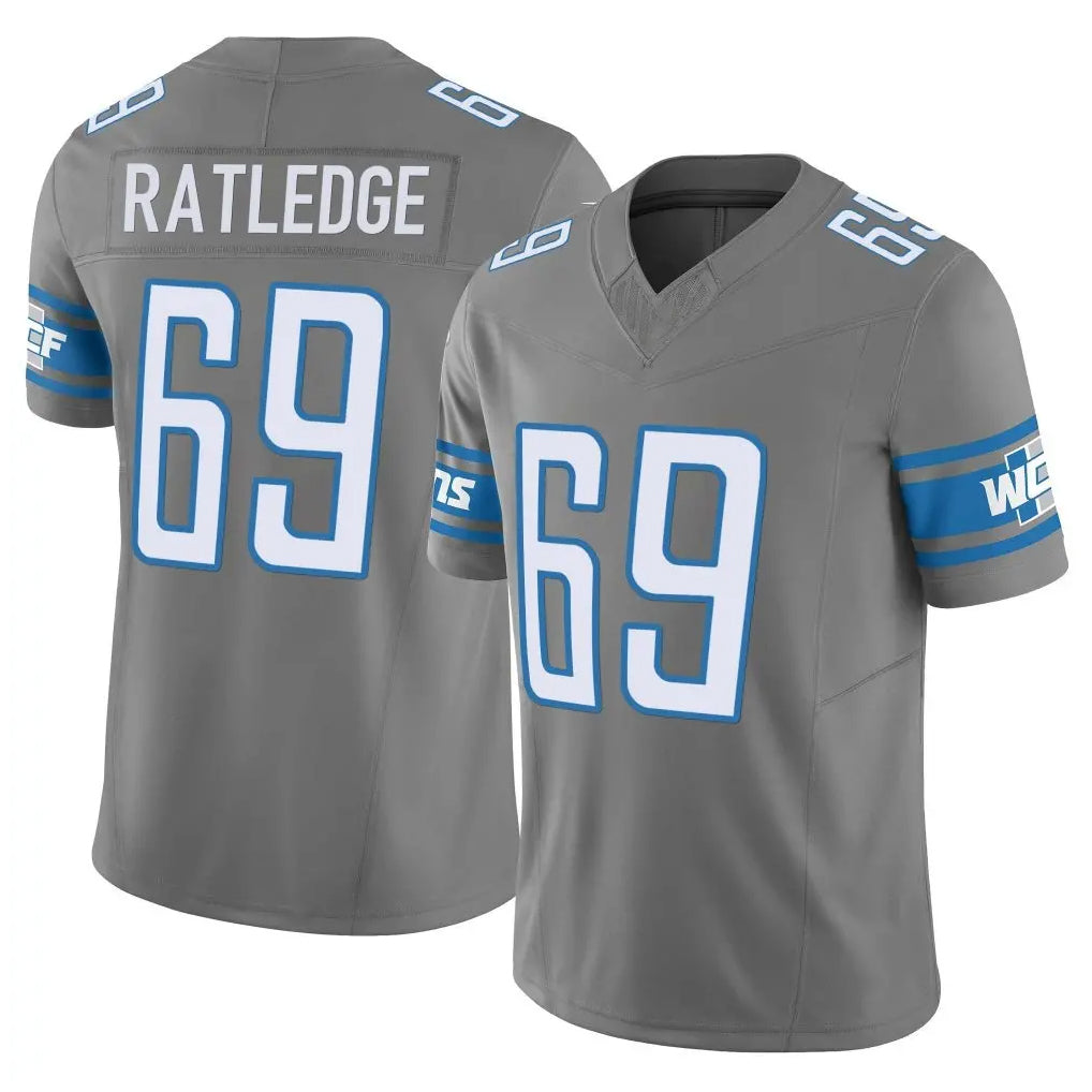 Punc D.Lions #69 Tate Ratledge Player Gray Vapor F.U.S.E. Limited Home Game Stitched Jerseys