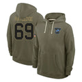 Punc D.Lions #69 Tate Ratledge Player Olive Salute to Service Pullover Hoodies Limited Stitched Jerseys