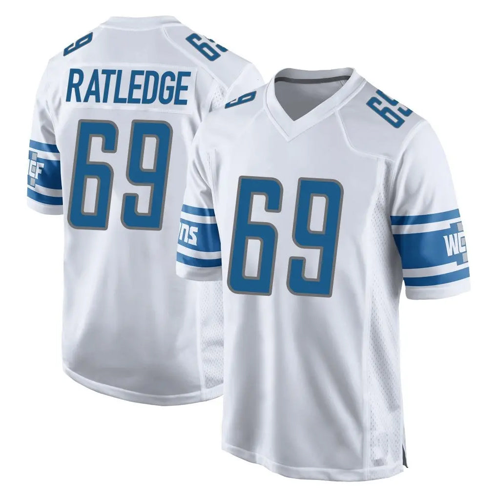 Punc D.Lions #69 Tate Ratledge Player White Home Game Stitched Jerseys