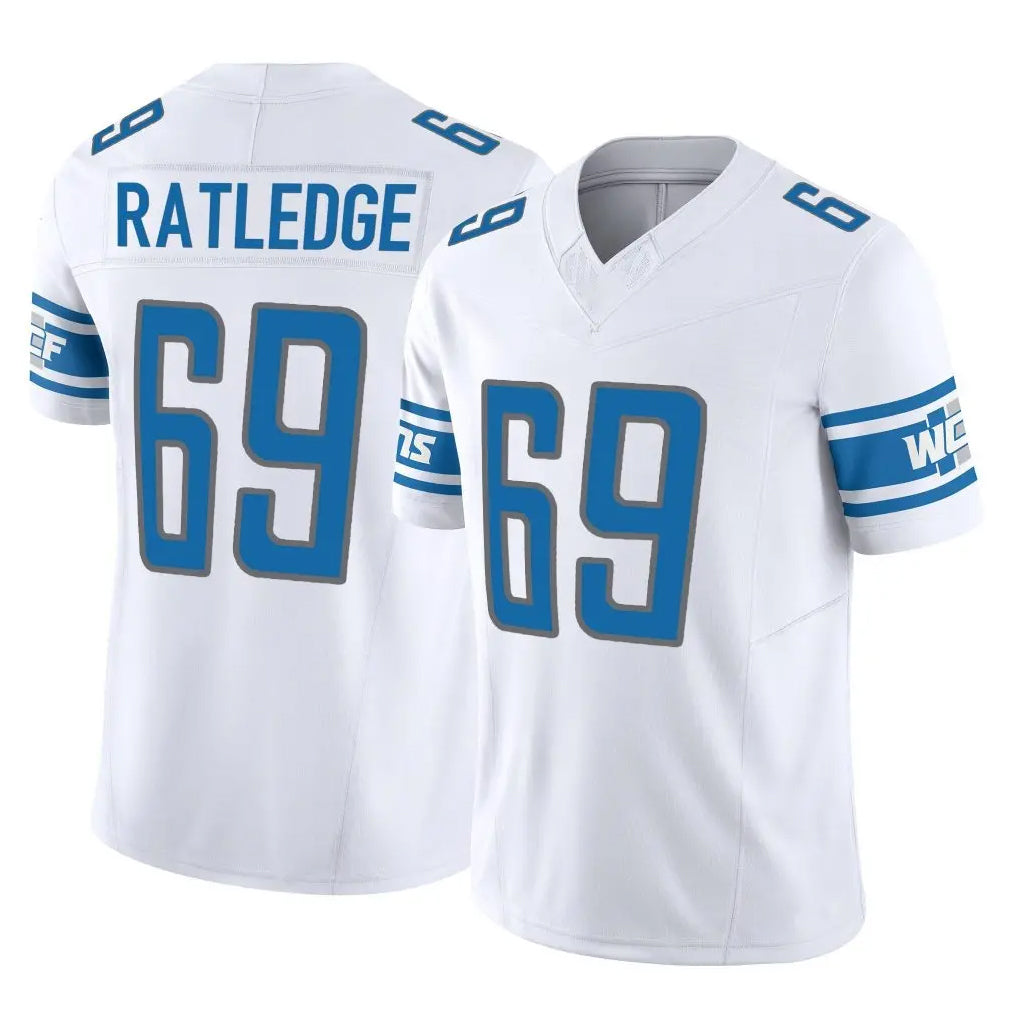 Punc D.Lions #69 Tate Ratledge Player White Vapor F.U.S.E. Limited Home Game Stitched Jerseys