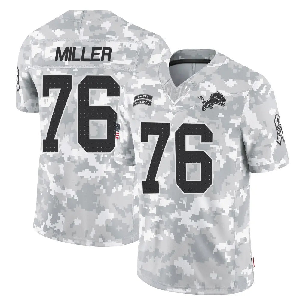 Punc D.Lions #76 Blake Miller Player Arctic Camo Salute To Service Limited Stitched Jerseys