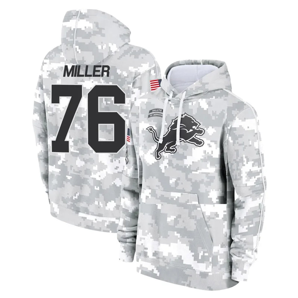 Punc D.Lions #76 Blake Miller Player Arctic Camo Salute to Service Hoodies Limited Game Stitched Jerseys