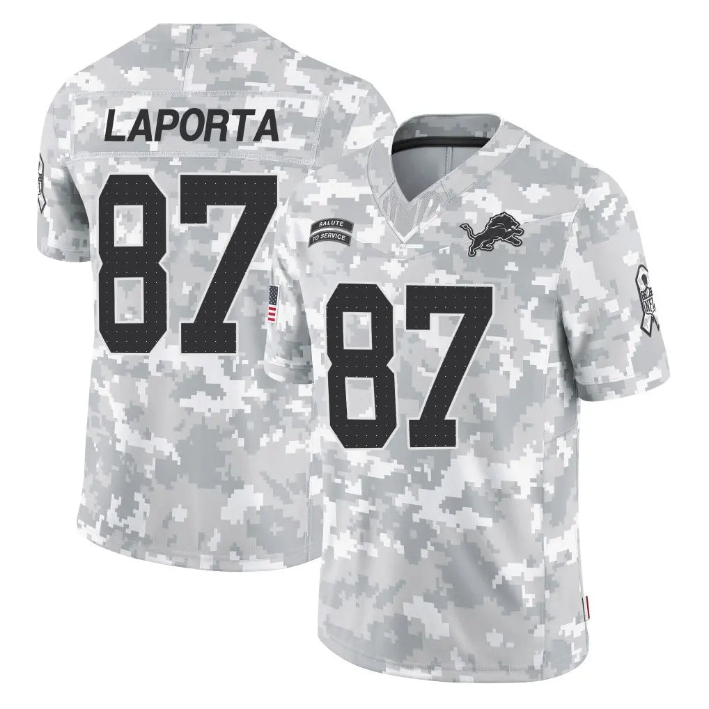 Punc D.Lions #87 Sam LaPorta Player Arctic Camo Salute To Service Limited Stitched Jerseys