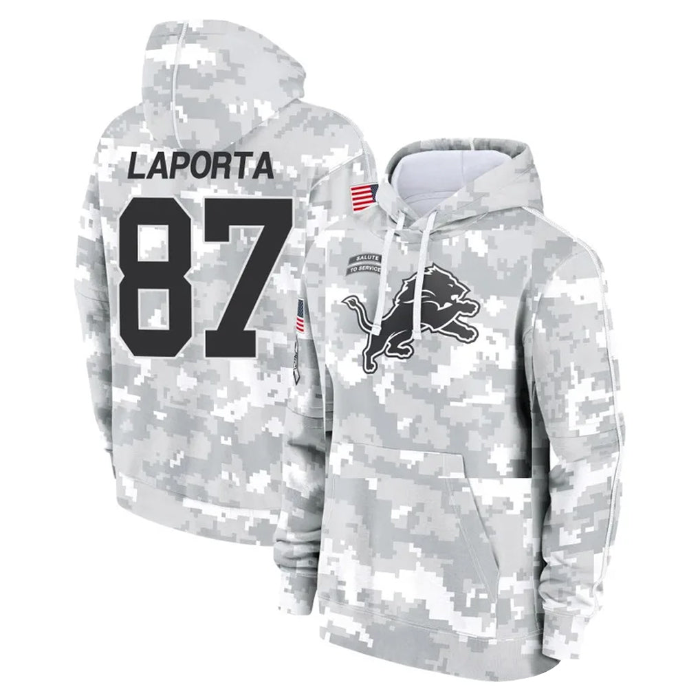 Punc D.Lions #87 Sam LaPorta Player Arctic Camo Salute to Service Hoodies Limited Game Stitched Jerseys