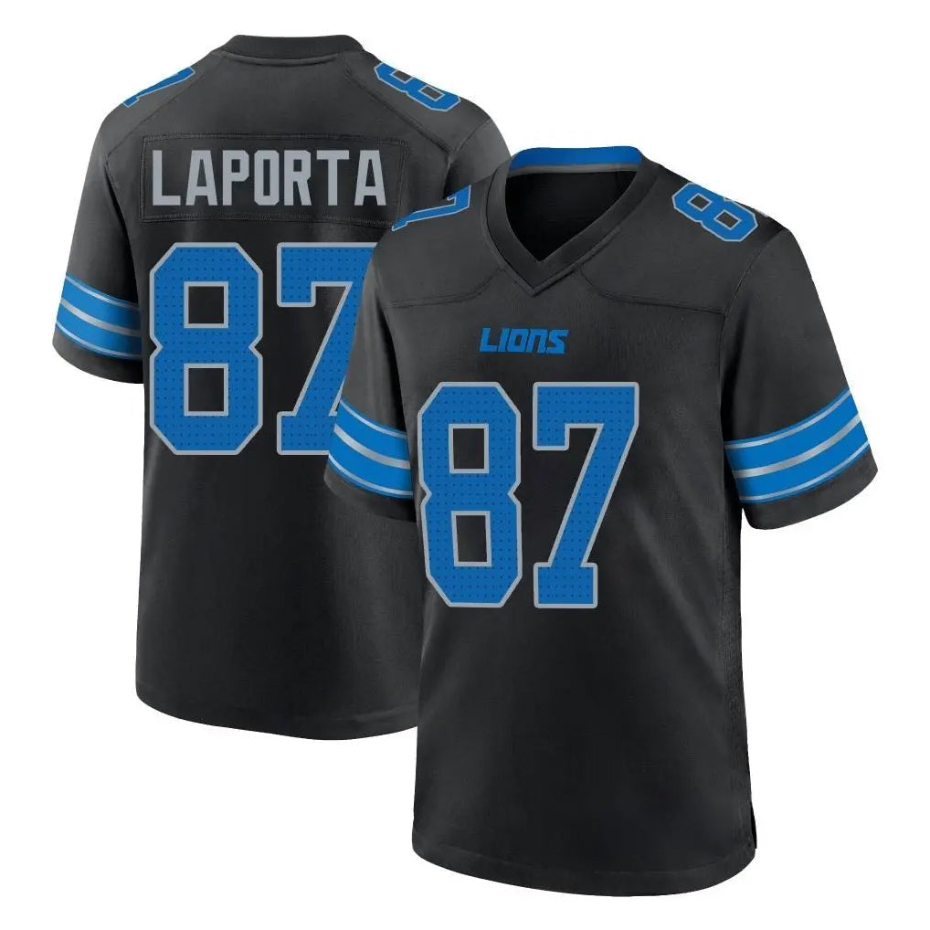 Punc D.Lions #87 Sam LaPorta Player Black Alternate Home Game Stitched Jerseys