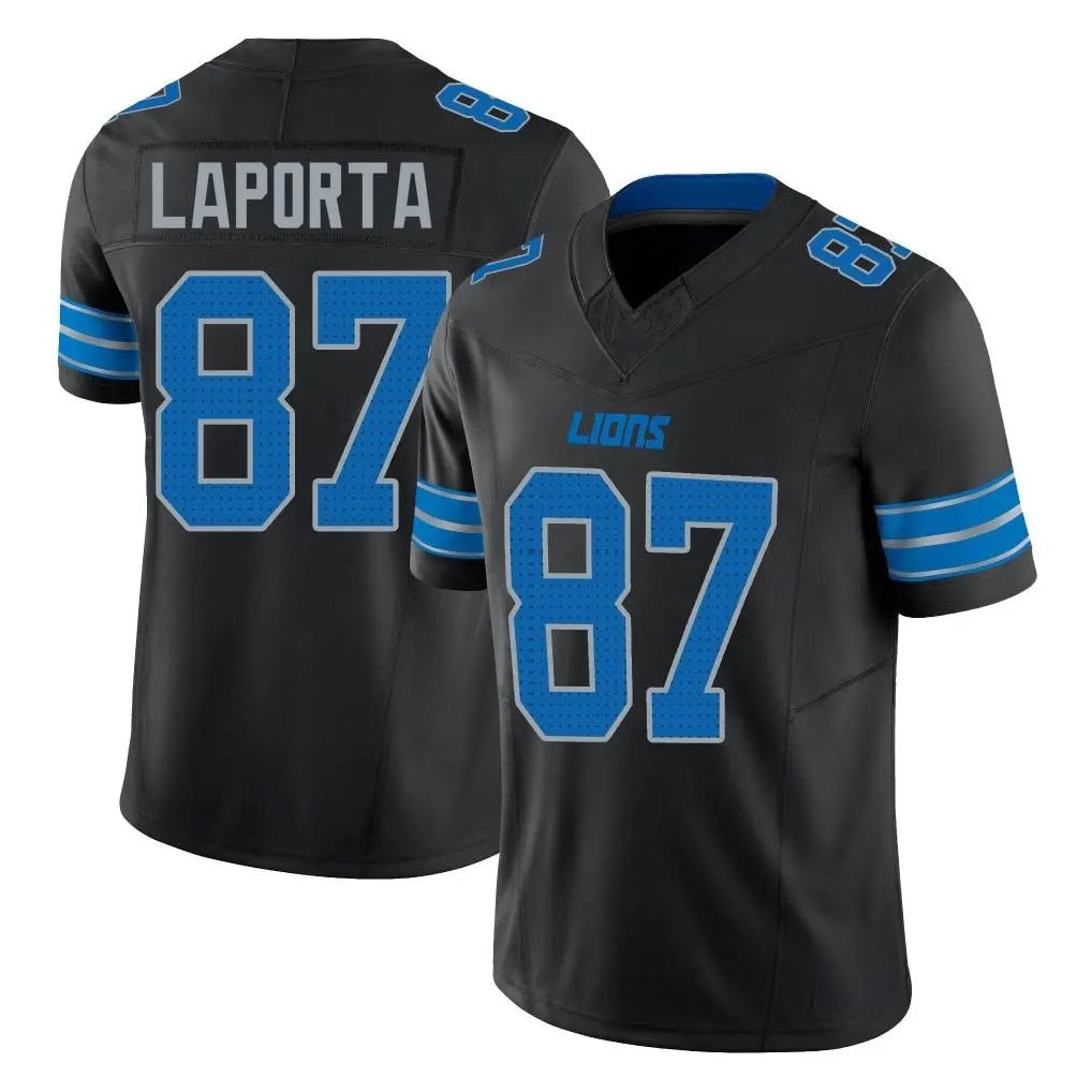 Punc D.Lions #87 Sam LaPorta Player Black Alternate Vapor F.U.S.E. Limited Home Game Stitched Jerseys