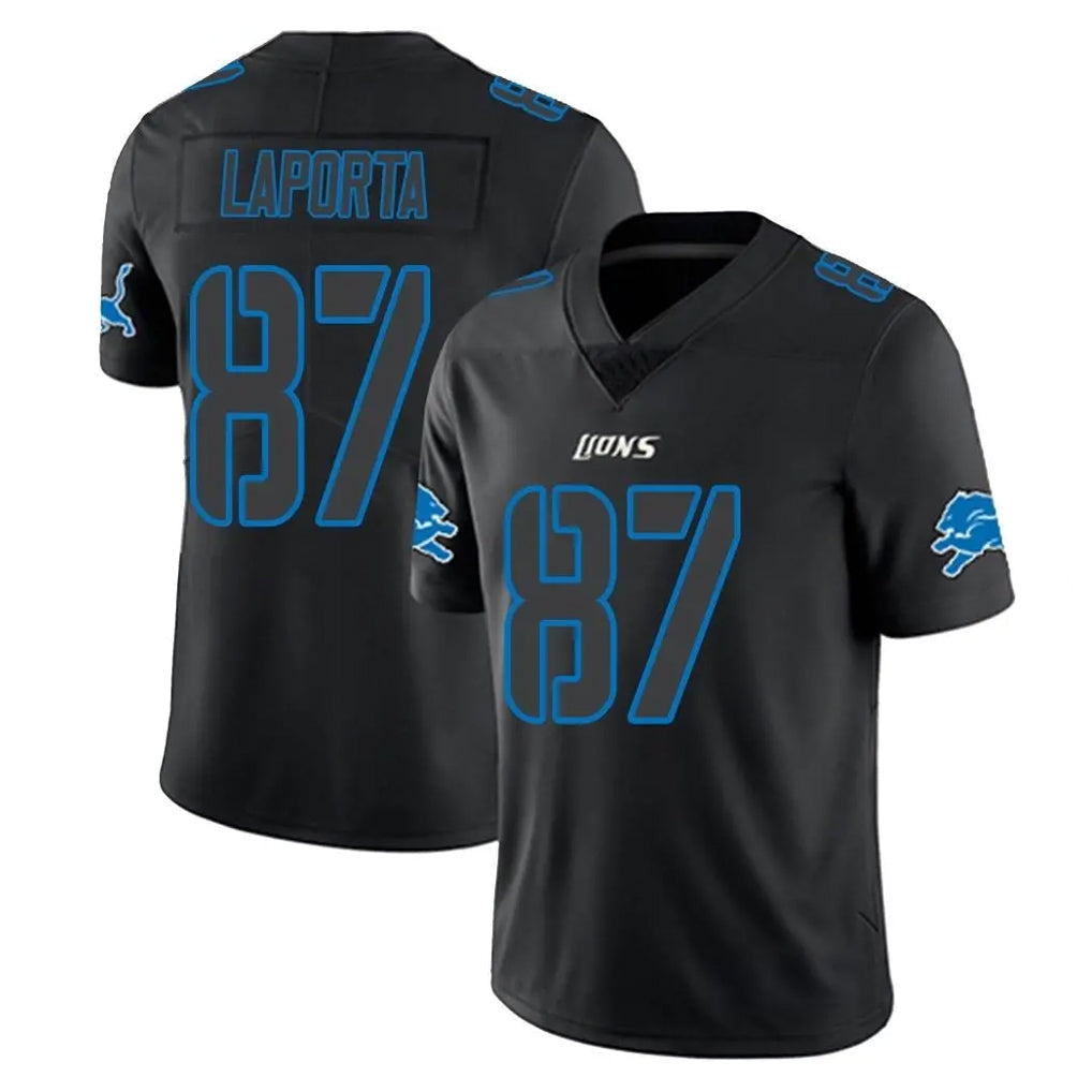 Punc D.Lions #87 Sam LaPorta Player Black Impact Limited Home Game Stitched Jerseys
