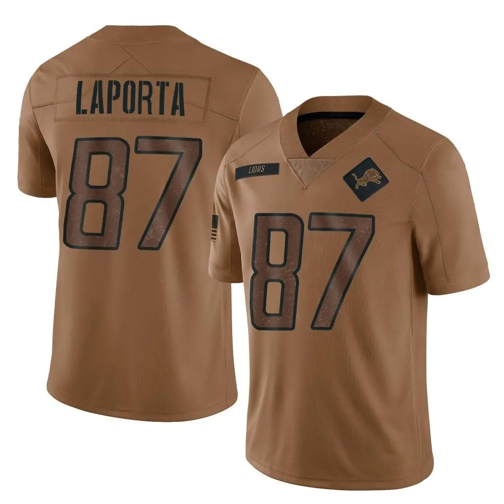 Punc D.Lions #87 Sam LaPorta Player Brown Salute To Service Limited Stitched Jerseys