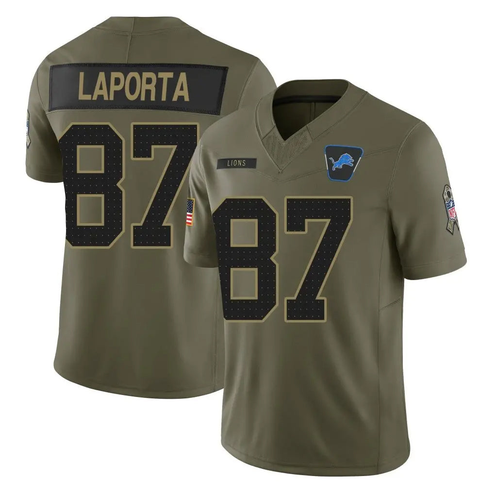 Punc D.Lions #87 Sam LaPorta Player Olive 2025 Salute To Service Limited Home Game Stitched Jerseys
