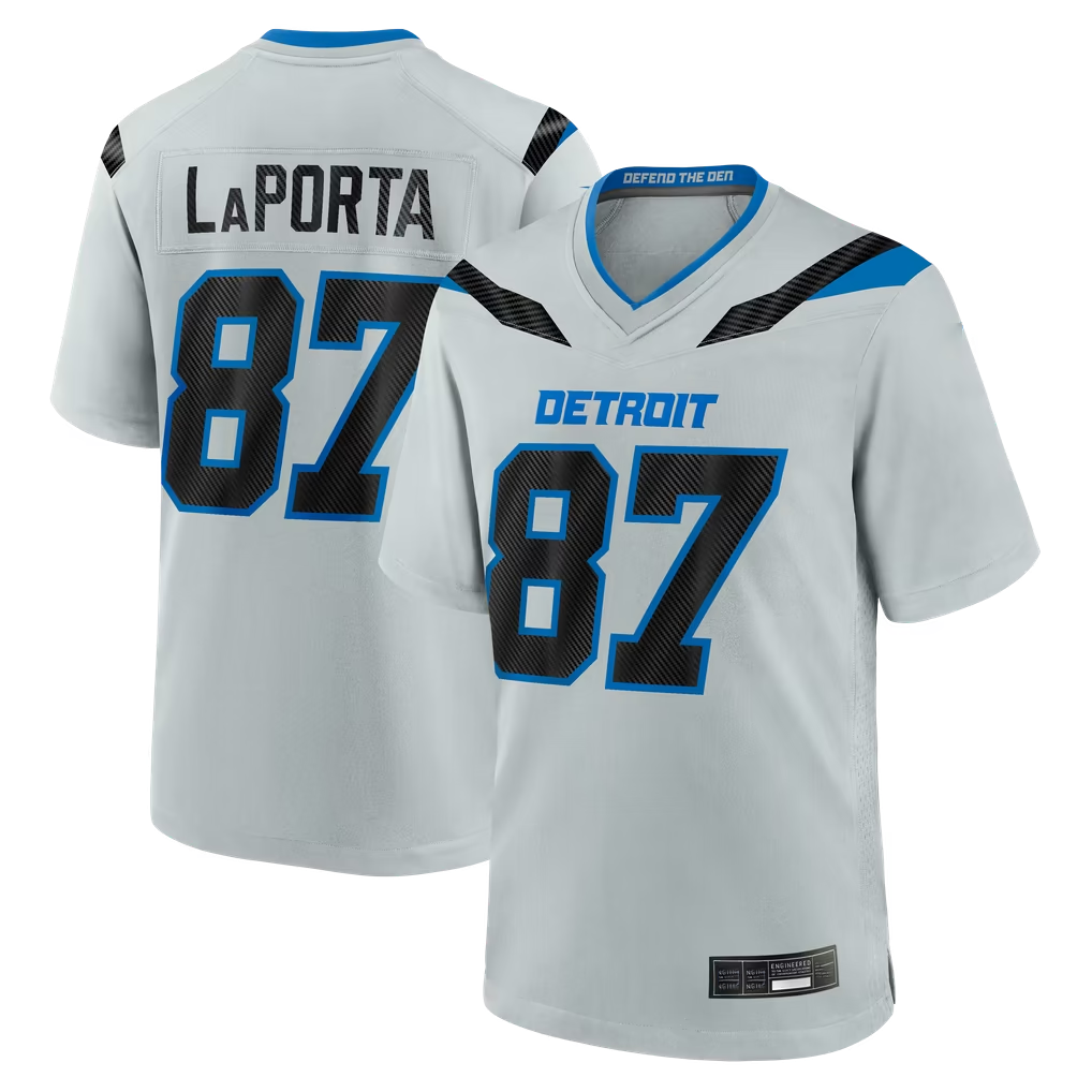 Punc D.Lions #87 Sam LaPorta Silver 2026 Rivalries Collection Game Stitched Jerseys