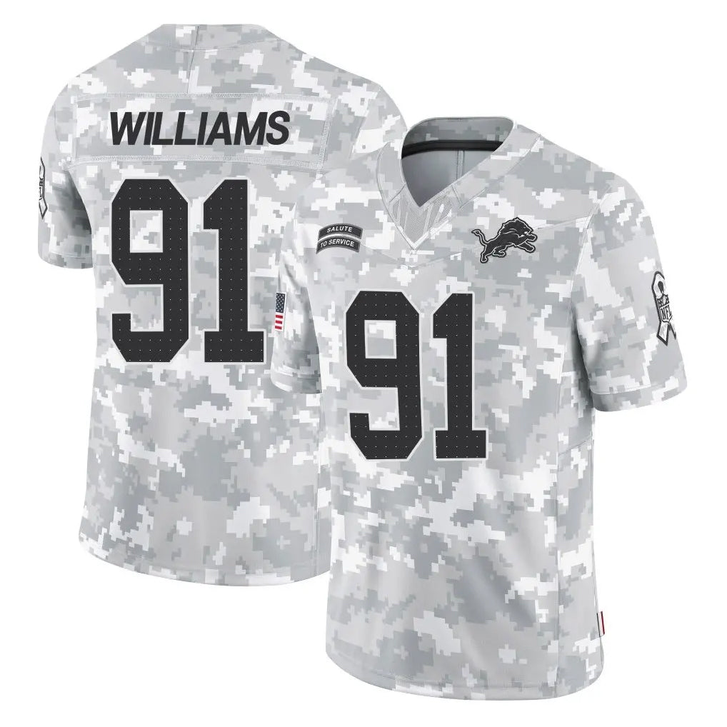 Punc D.Lions #91 Tyleik Williams Player Arctic Camo Salute To Service Limited Stitched Jerseys