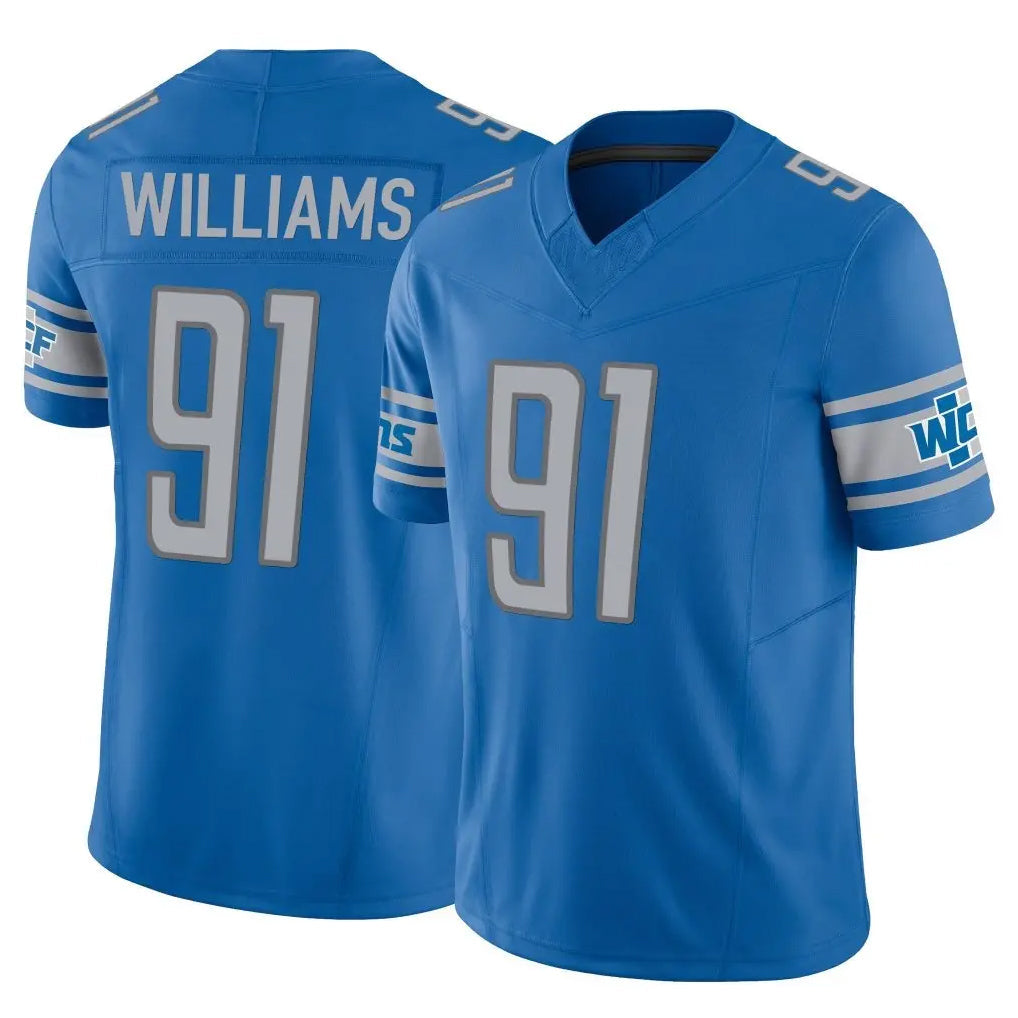 Punc D.Lions #91 Tyleik Williams Player Blue Vapor F.U.S.E. Limited Home Game Stitched Jerseys