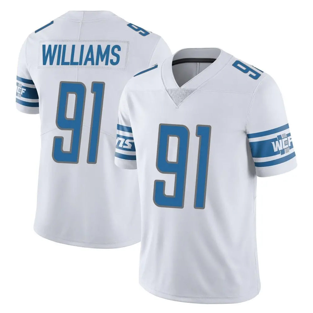 Punc D.Lions #91 Tyleik Williams Player White Limited Vapor Untouchable Home Game Stitched Jerseys