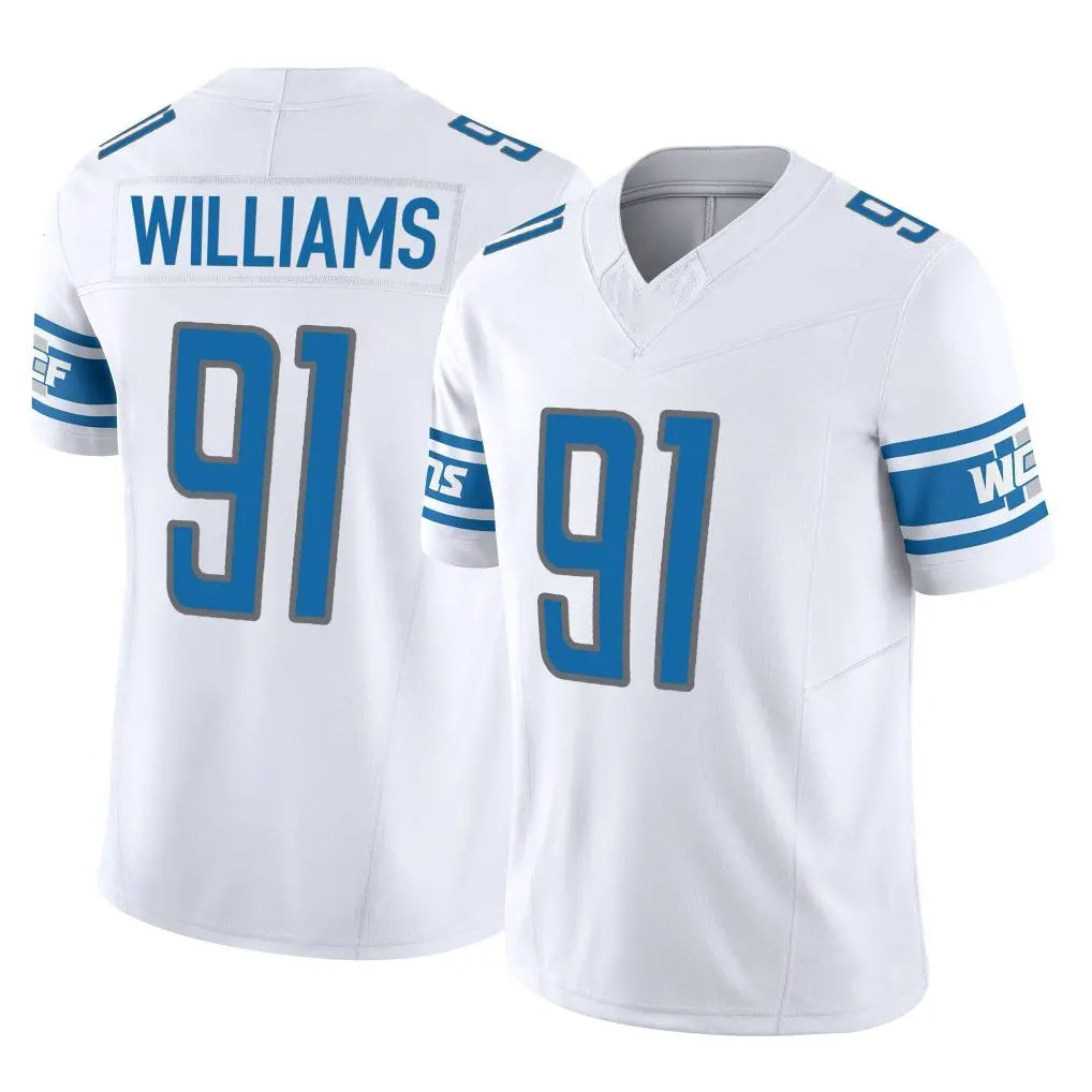 Punc D.Lions #91 Tyleik Williams Player White Vapor F.U.S.E. Limited Home Game Stitched Jerseys