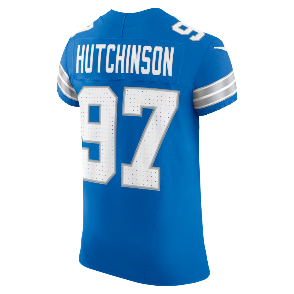 Punc D.Lions #97 Aidan Hutchinson Blue Team Vapor F.U.S.E. Elite Stitched Jerseys