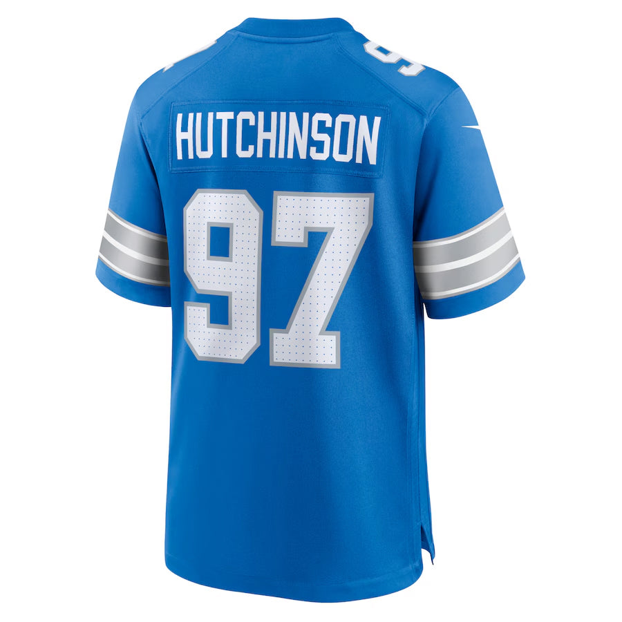 Punc D.Lions #97 Aidan Hutchinson Player Blue Home Game Stitched Jerseys